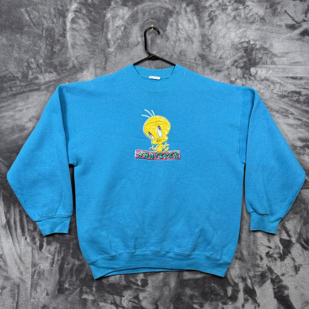Looney Tunes Tweety Bird Sweatshirt Adult XL Blue Whatever Vintage Pullover